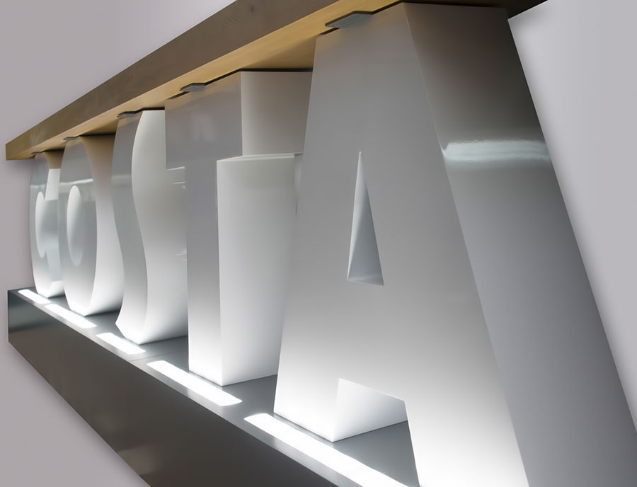 Costa Coffee Leanbar Architectural Signage Project