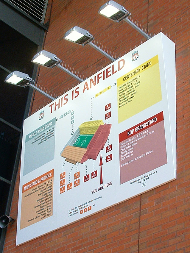 LFC Anfield directional map sign