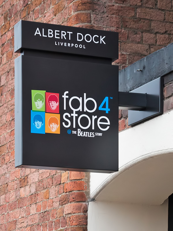 Albert dock projecting sign supplier - The Beatles store